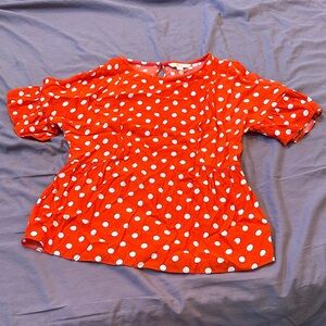 Boden Orange Polka Dot Blouse